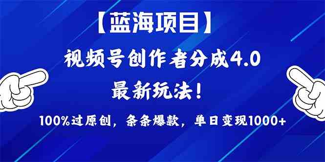 （9777期）2024蓝海项目视频号，最新方法， 100%过原创，条条爆款，单日变现1K+，…-云速度网创