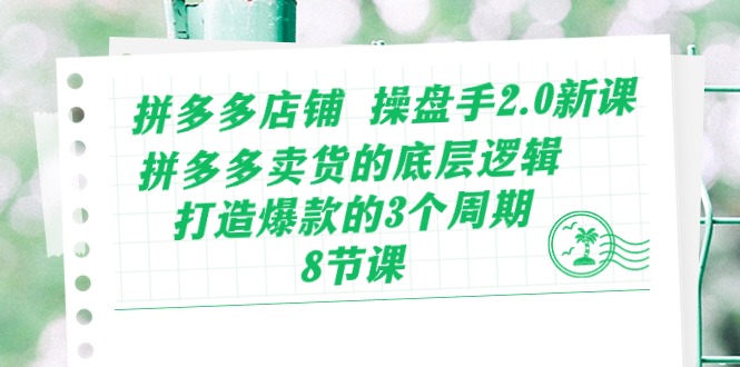 拼多多店铺操盘手2.0新课，拼多多卖货的底层逻辑，打造爆款的3个周期（8节）-云速度网创