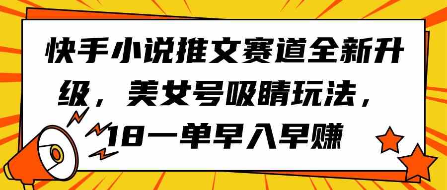 （9776期）快手小说推文赛道全新升级，美女号吸睛玩法，18一单早入早赚-云速度网创