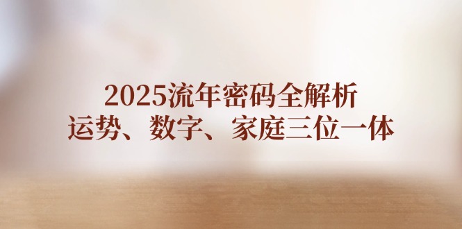 （14466期）2025流年密码全解析，运势、数字、家庭三位一体-云速度网创