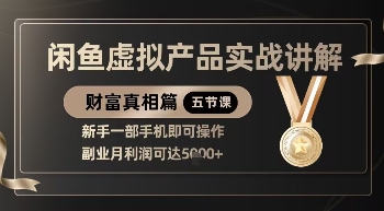 精品！闲鱼虚拟产品实战讲解，新手一部手机即可操作，副业月利润可达5k+-云速度网创