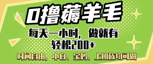 0撸薅羊毛，每天一小时，做就有轻松2张，小白宝妈，上班族均可做-云速度网创