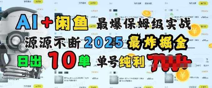 AI搞钱闲鱼最爆保姆级实战，纯靠转介绍日出10单纯利1k-云速度网创