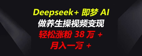 Deepseek+即梦AI，做养生操视频变现，轻松涨粉38W+，月入一W+-云速度网创