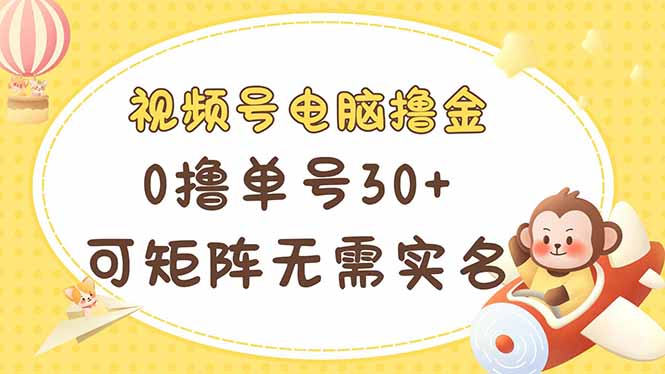 （14220期）视频号电脑撸金 0撸单号30+ 可矩阵 无需实名多号多得-云速度网创