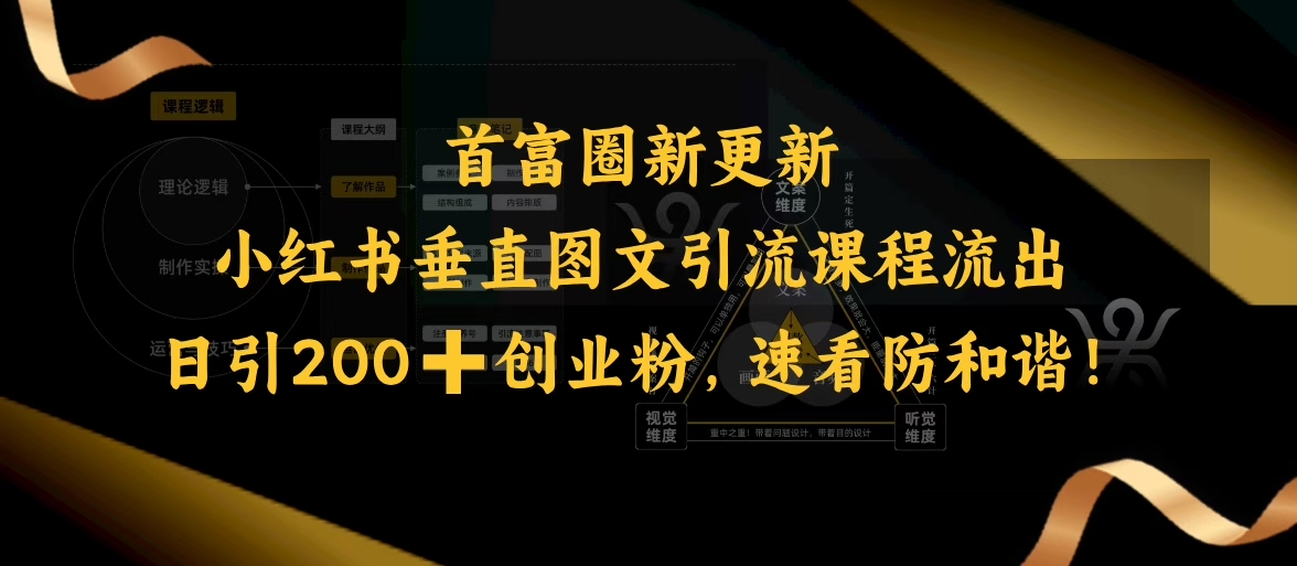 小红书垂直图文引流课程流出，日引200+创业粉，速看防和谐-云速度网创