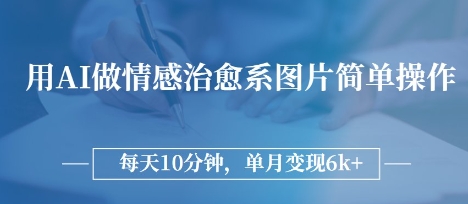 用AI做情感治愈系图片，简单操作，每天10分钟，单月变现6k+-云速度网创