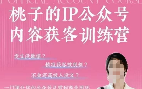 桃子IP公众号内容获客训练营(第3期)，一门让你公众号从0到商业闭环的课程-云速度网创
