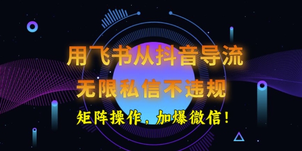 用飞书从抖音导流，无限私信不违规，抖音截流创业粉-云速度网创