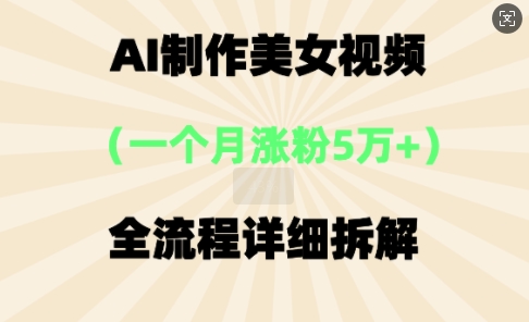 AI制作美⼥视频，⼀个⽉涨粉5万，全流程详细拆解-云速度网创
