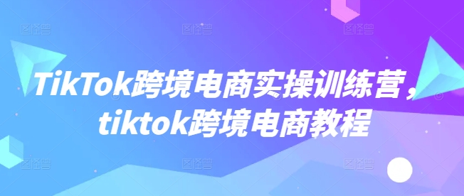 TikTok跨境电商实操训练营，tiktok跨境电商教程-云速度网创