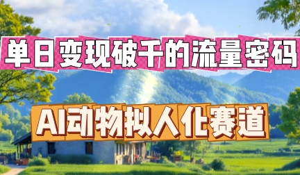 单日变现破k的流量密码，AI动物拟人化赛道-云速度网创