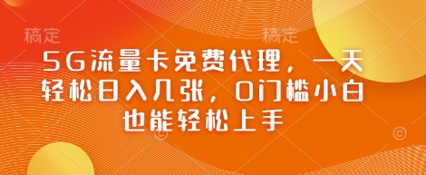 5G流量卡免费代理，一天轻松日入几张，0门槛小白也能轻松上手-云速度网创