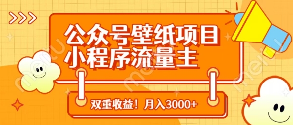 公众号壁纸项目，小程序流量主双收益，月入3000+-云速度网创