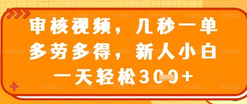 视频审核员，几秒一单，不限时间，不限地点，多做多得，新人小白一天轻松几张+【揭秘】-云速度网创