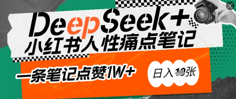 AI赋能小红书爆款秘籍：用DeepSeek轻松抓人性痛点，小白也能写出点赞破万的吸金笔记，日入多张-云速度网创