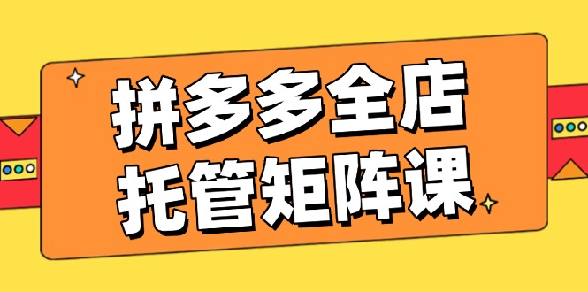 （14328期）拼多多全店托管矩阵课，盈利动销玩法，高效计划设置，提升店铺效益-云速度网创