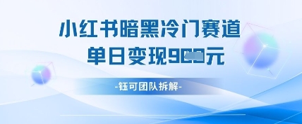 小红书冷门”暗黑”赛道，单日收益多张-云速度网创