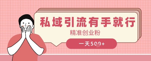 私域引流有手就行，日引500+精准创业粉-云速度网创