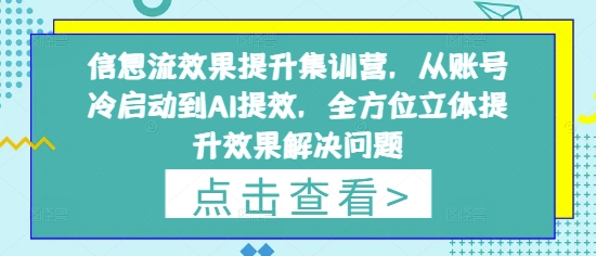 信息流效果提升集训营，从账号冷启动到AI提效，全方位立体提升效果解决问题-云速度网创