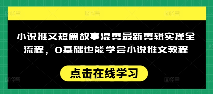 小说推文短篇故事混剪最新剪辑实操全流程，0基础也能学会小说推文教程，肯干多发日入多张-云速度网创