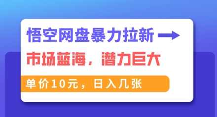 悟空网盘暴力拉新：一单10元，市场空白，日入几张-云速度网创