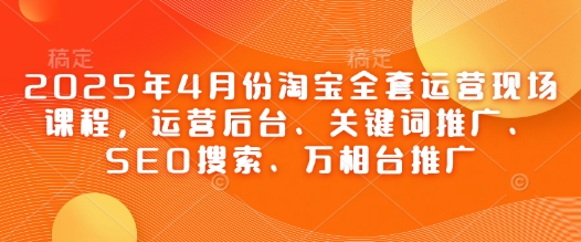2025年4月份淘宝全套运营现场课程，运营后台、关键词推广、SEO搜索、万相台推广-云速度网创