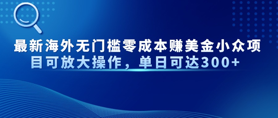 （14542期）最新海外无门槛零成本赚美金小众项目可放大操作，单日可达300+ -云速度网创