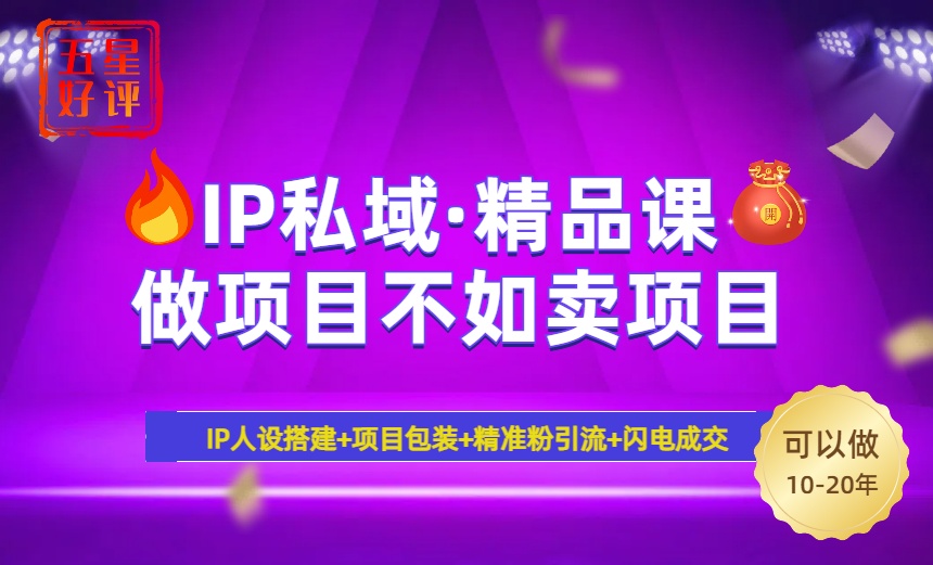 （14406期）2025年“IP私域·密训精品课”，日赚3000+小白避坑年赚百万，暴力引流…-云速度网创