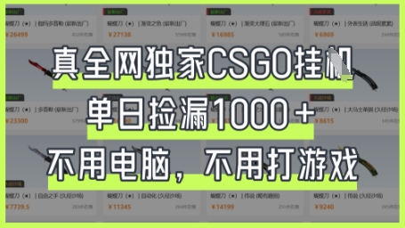 真全网独家CSGO挂G，单日捡漏1k+【揭秘】-云速度网创