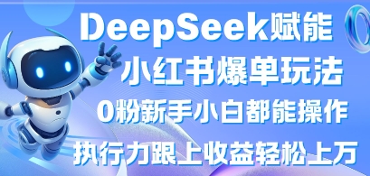 DeepSeek赋能小红书爆单玩法0粉新手小白都能操作，执行力跟上收益轻松上W，懒人勿做-云速度网创
