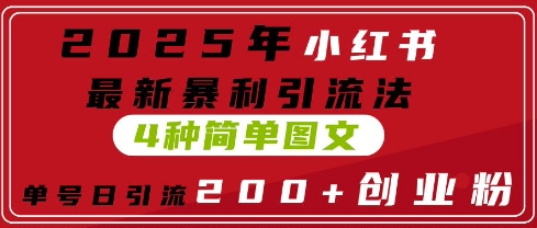 2025年小红书最新暴利引流法，4种简单图文，单号日引流200+创业粉(附无脑抄模板)-云速度网创