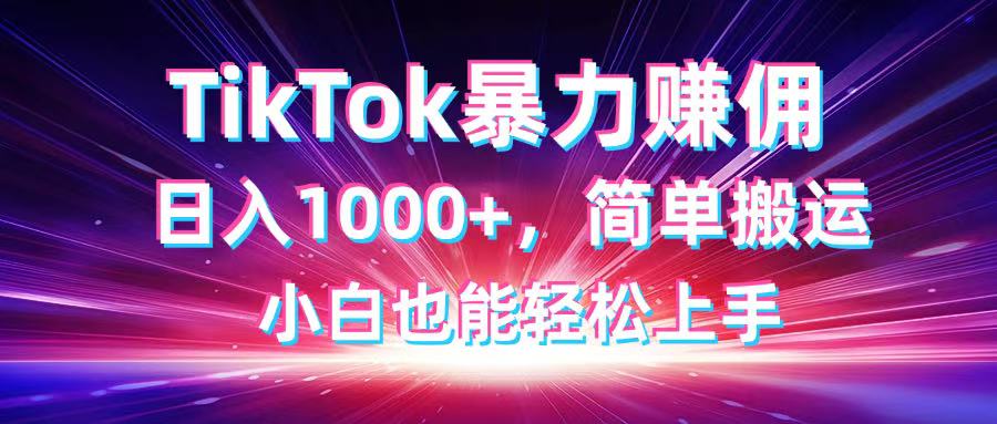 （14402期）TikTok搬运暴力赚佣，日入1000+，简单搬运，小白也能轻松上手-云速度网创
