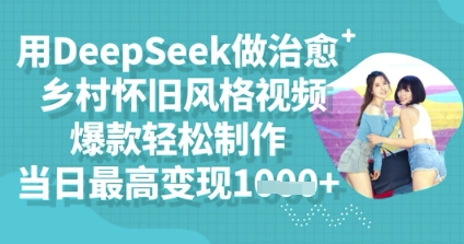用DeepSeek做治愈乡村怀旧风格视频，爆款轻松制作，当日最高变现多张-云速度网创
