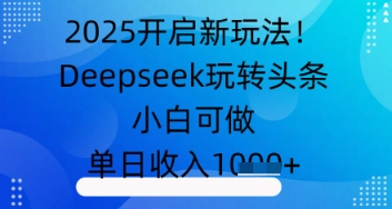 2025开启新玩法！Deepseek玩转头条，小白可做，单日收入几张-云速度网创