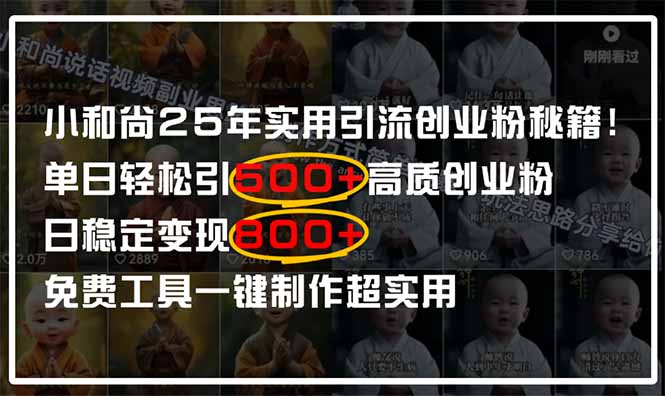 （14436期）小和尚2025年实用引流秘籍！单日轻松引500+高质量创业粉，日变现800+，…-云速度网创