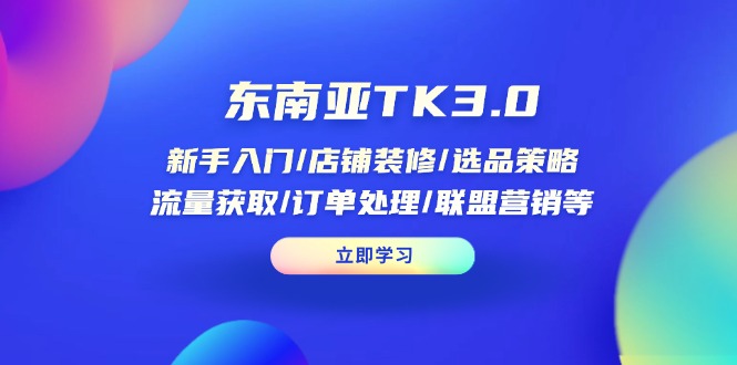 （14208期）东南亚TK3.0：新手入门/店铺装修/选品策略/流量获取/订单处理/联盟营销等-云速度网创