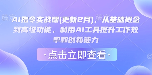 AI指令实战课(更新2月)，从基础概念到高级功能，利用AI工具提升工作效率和创新能力-云速度网创