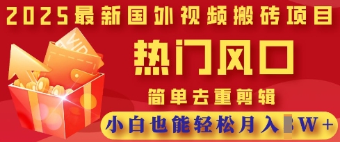 2025最新视频搬砖项目，热门风口，简单去重剪辑，小白也能轻松月入过W-云速度网创