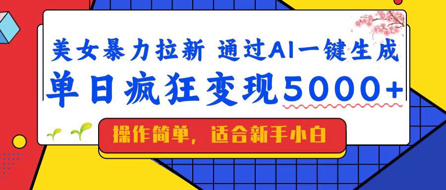 （14347期）美女暴力拉新，通过AI一键生成，单日疯狂变现5000+，纯小白一学就会！-云速度网创