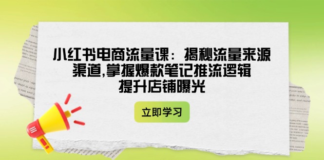 （14318期）小红书电商流量课：揭秘流量来源渠道,掌握爆款笔记推流逻辑,提升店铺曝光-云速度网创