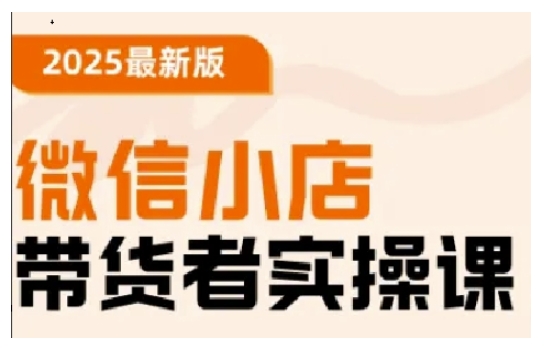 2025最新版微信小店带货者实操课，基础操作到高级运营技巧，快速上手-云速度网创